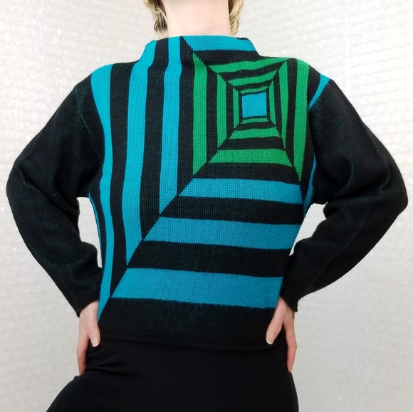 Vintage 80s Santa Cruz geometric pullover sweater - Picture 2 of 7